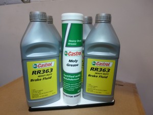 RR363 Brake fluid. Moly grease for steering ball joints